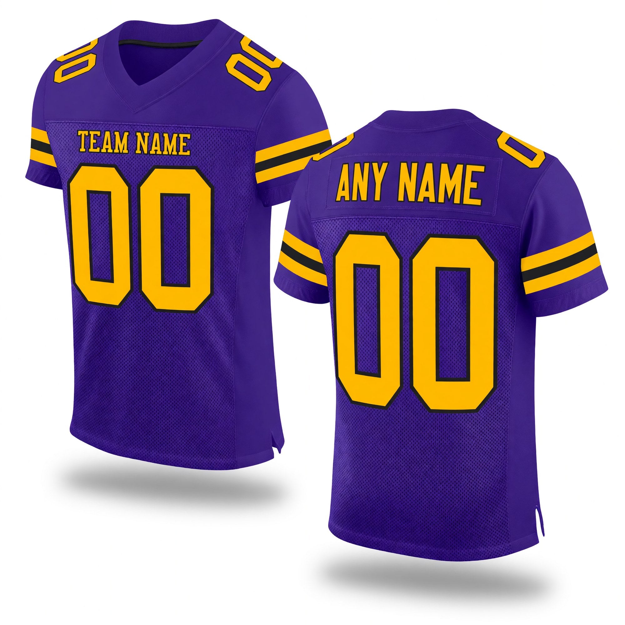 Custom Purple Gold-Black Mesh Authentic Football Jersey