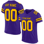 Custom Purple Gold-Black Mesh Authentic Football Jersey photo 1