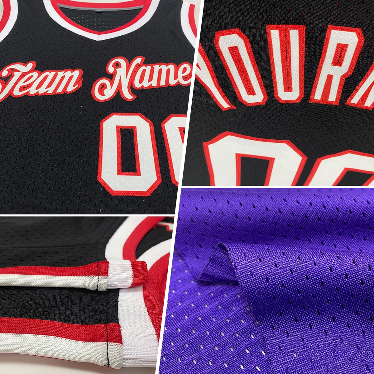 Custom Purple Gold-White Authentic Throwback Basketball Jersey photo 2