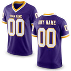 Custom Purple White-Gold Mesh Authentic Throwback Football Jersey