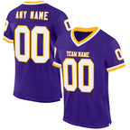 Custom Purple White-Gold Mesh Authentic Throwback Football Jersey photo 1