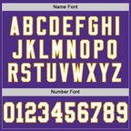 Custom Purple White-Gold Mesh Authentic Throwback Football Jersey photo 3