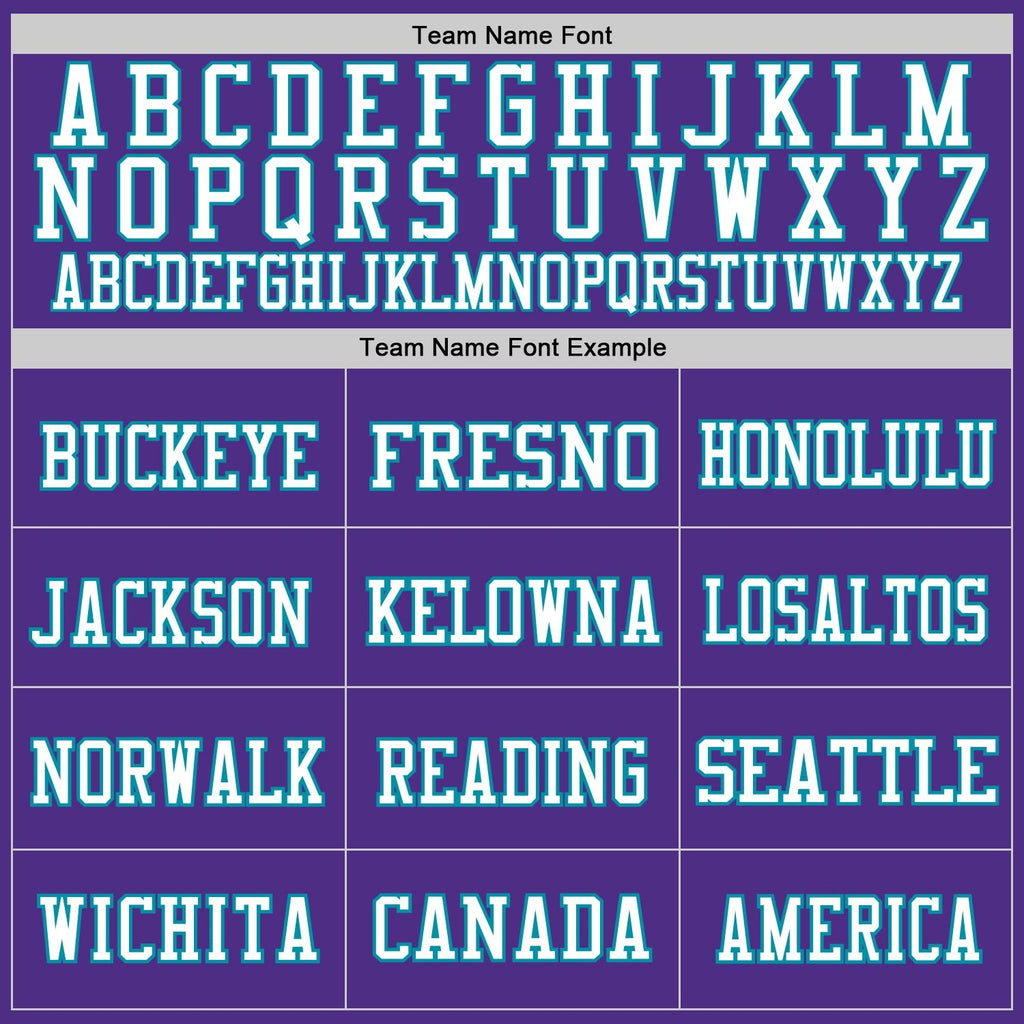 Custom Purple Teal-White Mesh Authentic Throwback Football Jersey photo 2