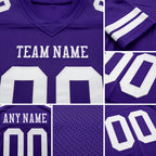 Custom Purple White Authentic Football Jersey detail
