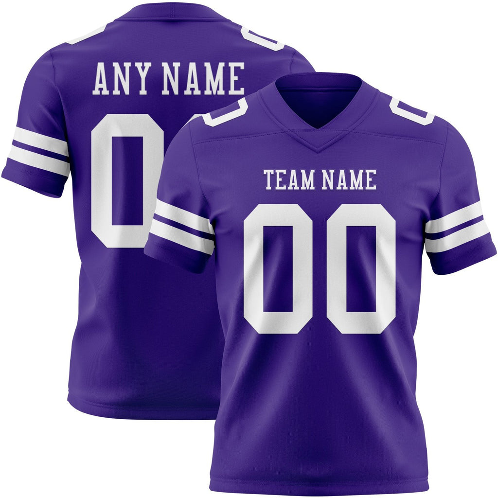 Custom Purple White Authentic Football Jersey photo 1