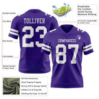 Custom Purple White Authentic Football Jersey photo 3