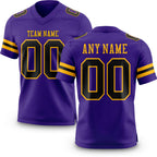 Custom Purple Black-Gold Authentic Football Jersey
