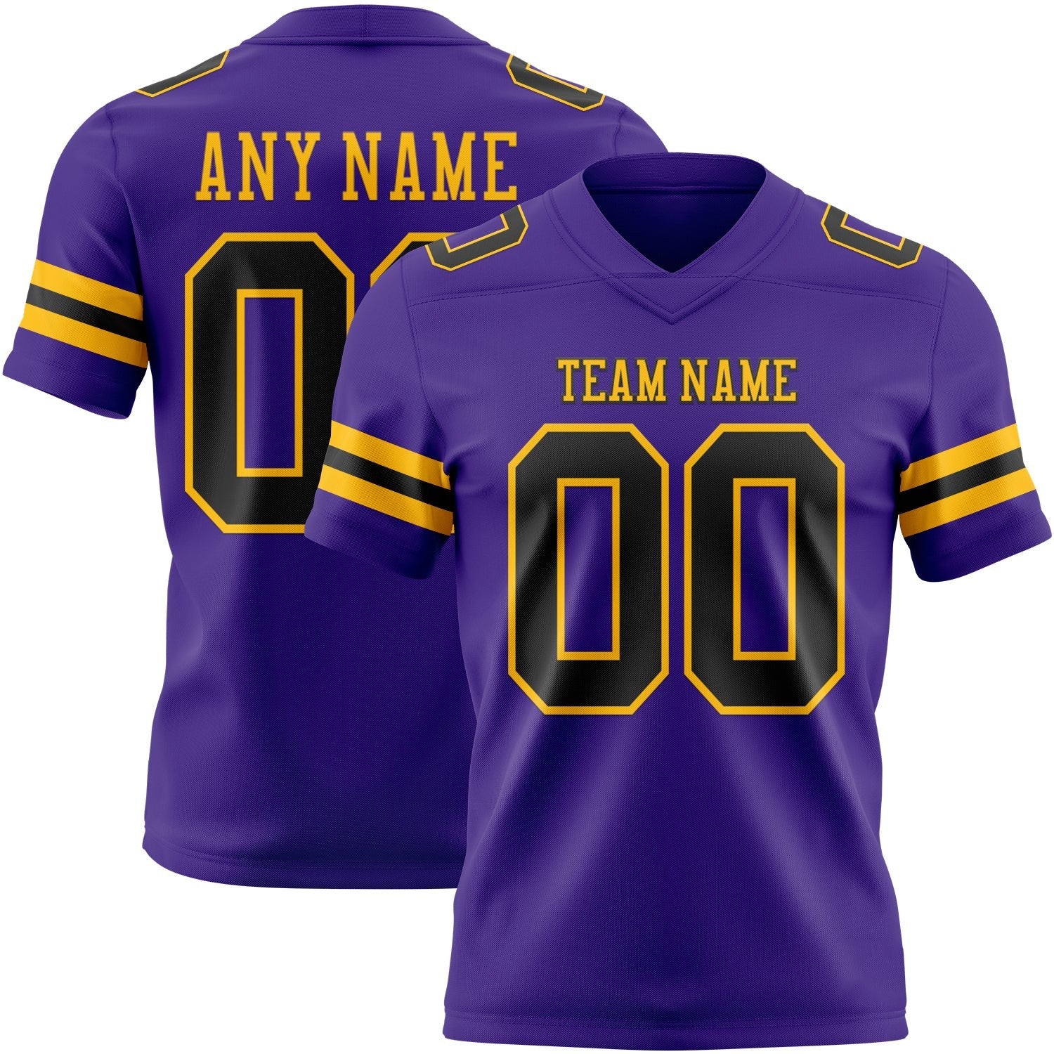 Custom Purple Black-Gold Authentic Football Jersey photo 1