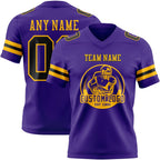 Custom Purple Black-Gold Authentic Football Jersey photo 2