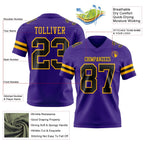 Custom Purple Black-Gold Authentic Football Jersey photo 3