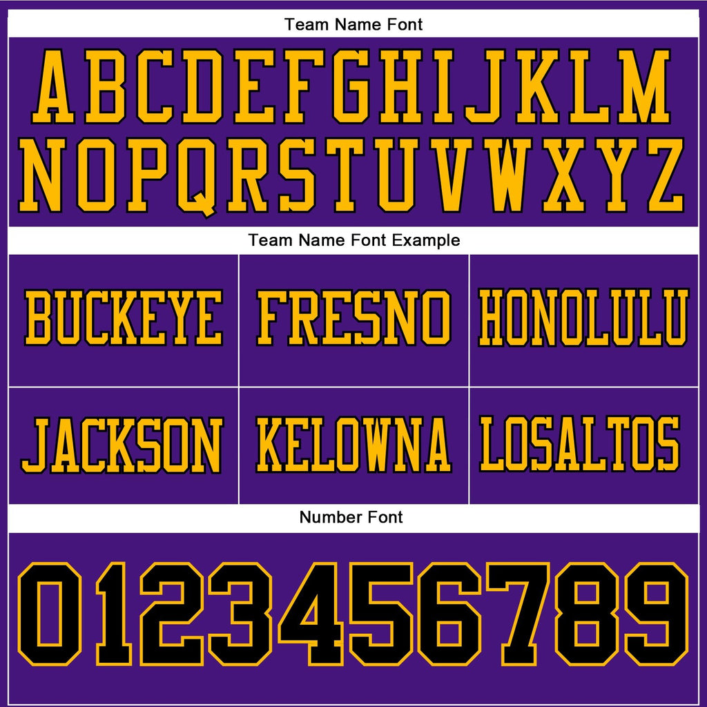 Custom Purple Black-Gold Authentic Football Jersey photo 4
