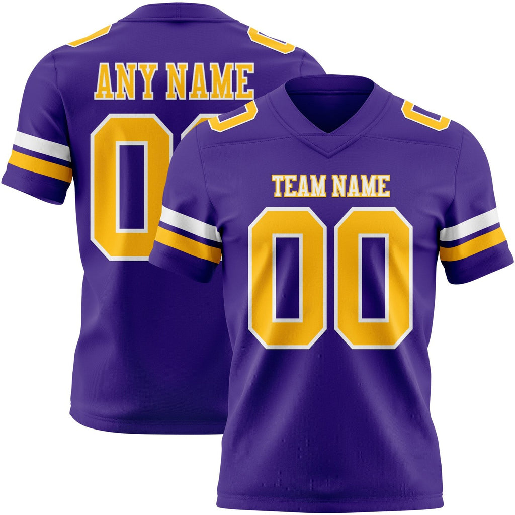 Custom Purple Gold-White Authentic Football Jersey photo 1