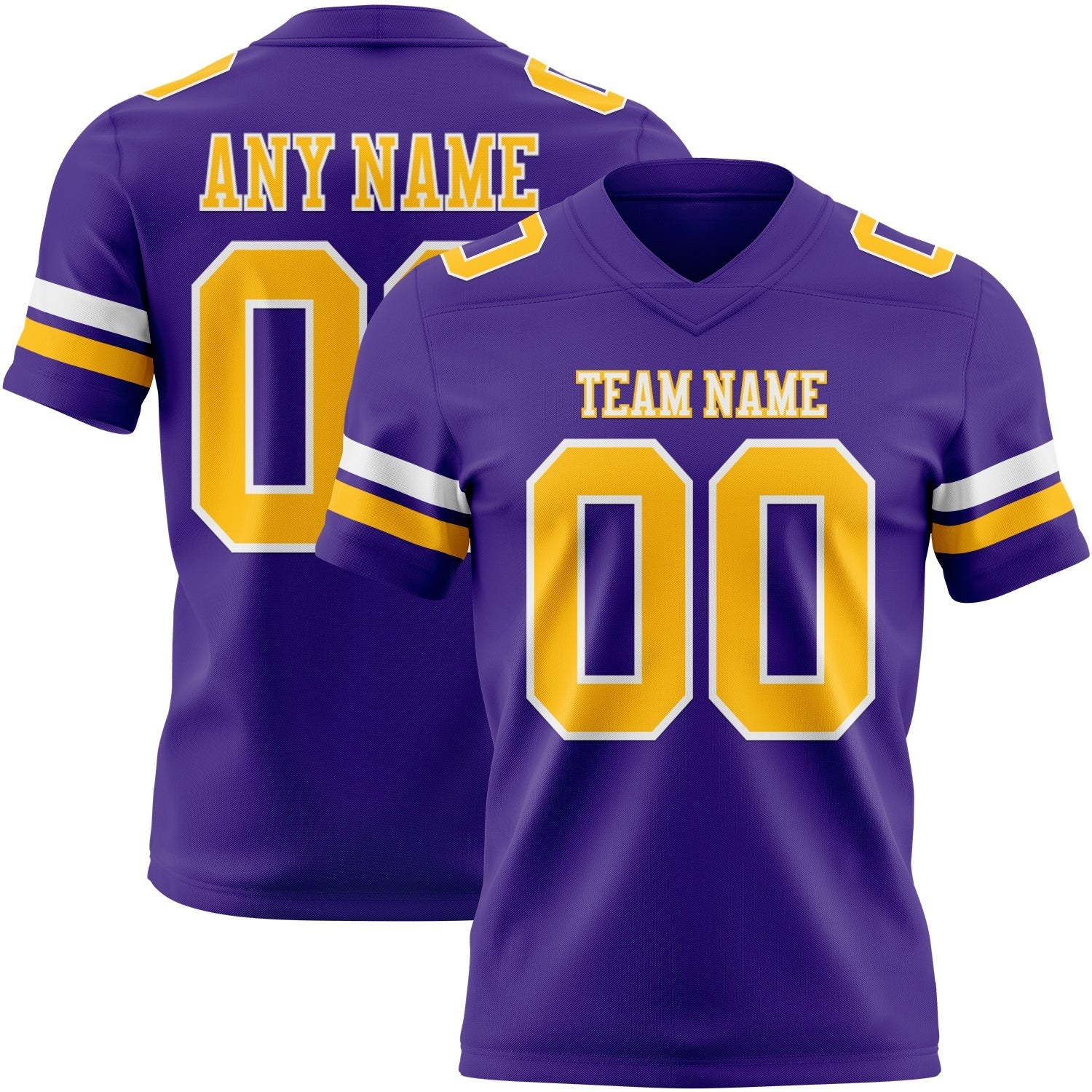 Custom Purple Gold-White Authentic Football Jersey photo 1
