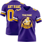 Custom Purple Gold-White Authentic Football Jersey photo 2