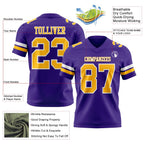 Custom Purple Gold-White Authentic Football Jersey photo 3
