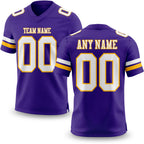 Custom Purple White-Gold Authentic Football Jersey
