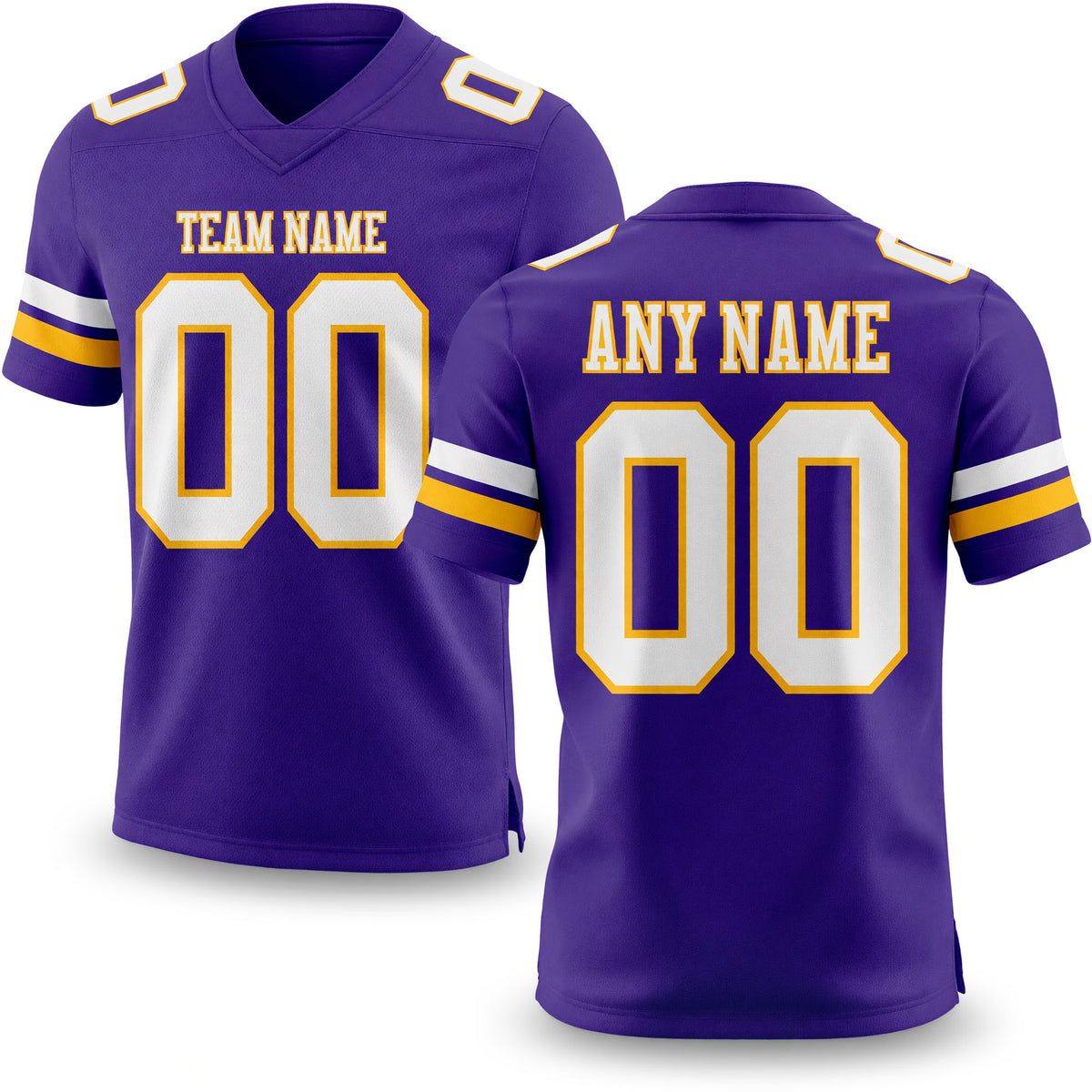 Custom Purple White-Gold Authentic Football Jersey