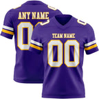 Custom Purple White-Gold Authentic Football Jersey photo 1