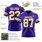 Custom Purple White-Gold Authentic Football Jersey photo 3