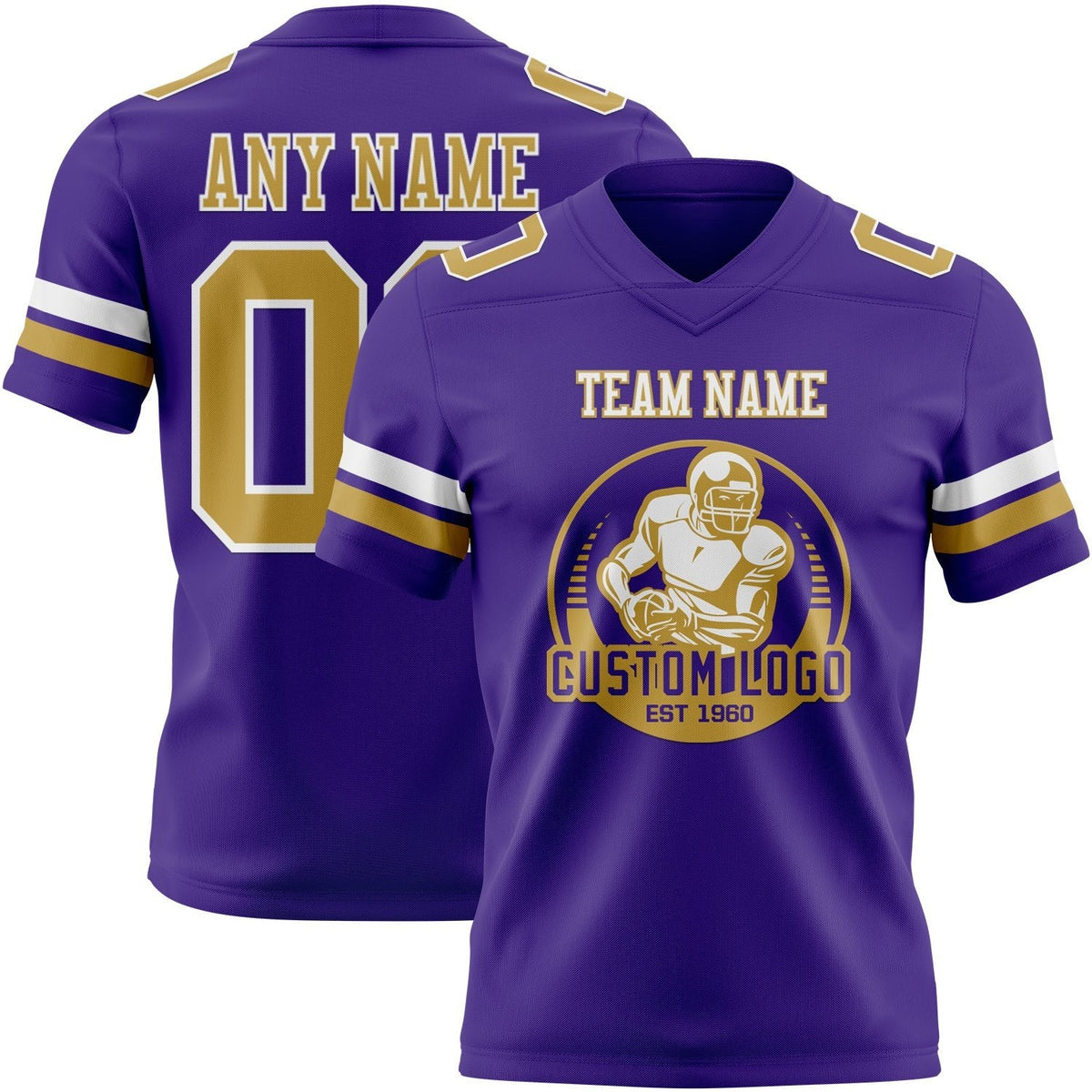 Custom Purple Old Gold-White Authentic Football Jersey photo 2