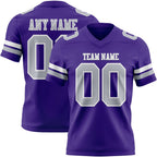 Custom Purple Gray-White Authentic Football Jersey photo 1