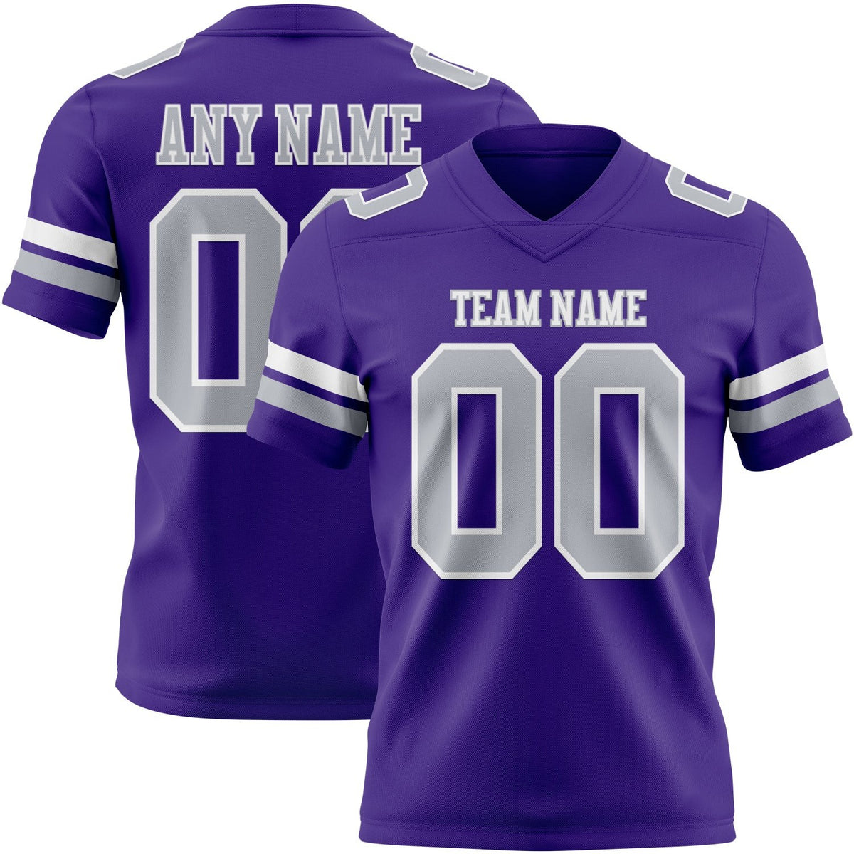 Custom Purple Gray-White Authentic Football Jersey photo 1
