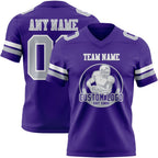 Custom Purple Gray-White Authentic Football Jersey photo 2
