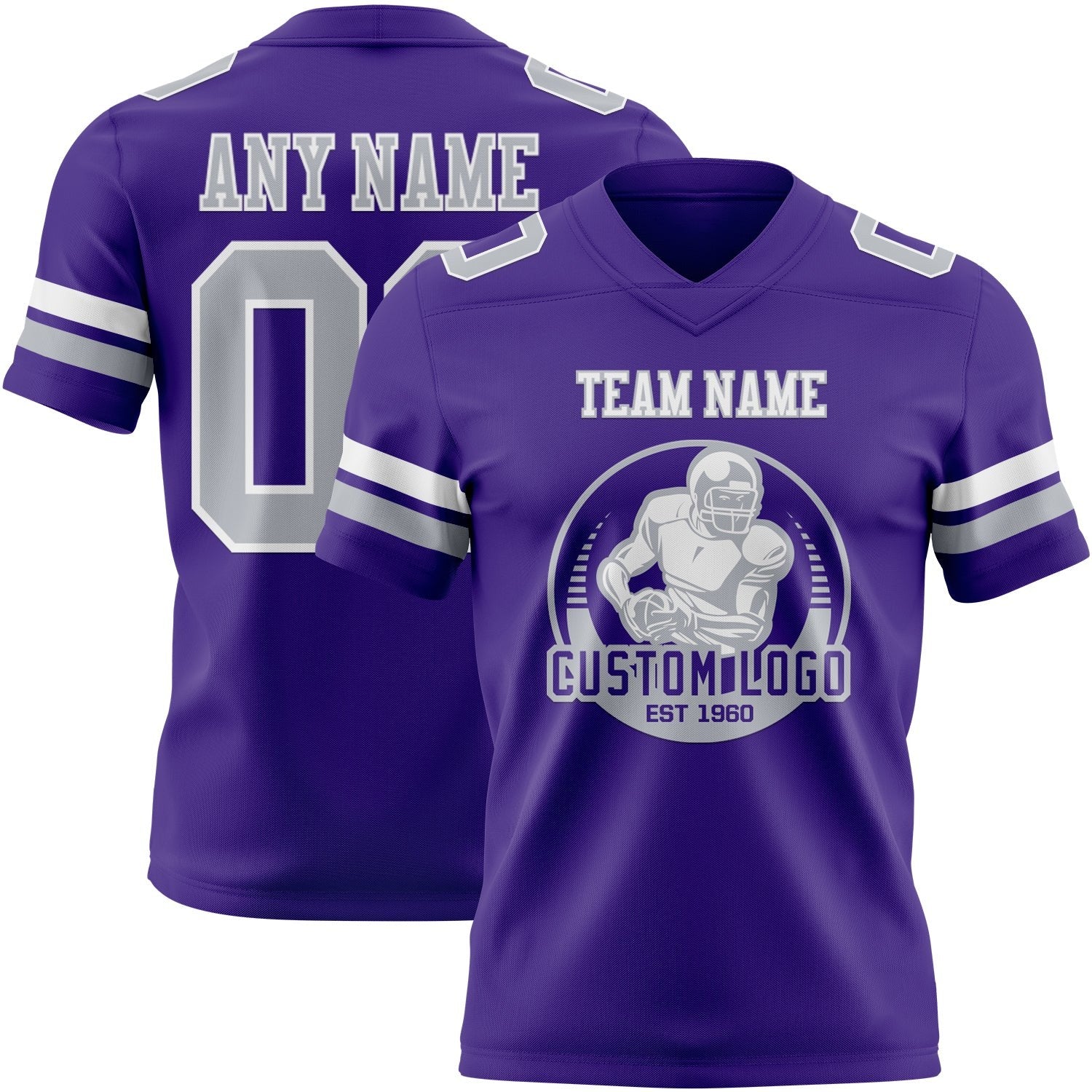 Custom Purple Gray-White Authentic Football Jersey photo 2