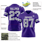 Custom Purple Gray-White Authentic Football Jersey photo 3