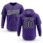 Custom Stitched Purple Black-White Baseball Pullover Sweatshirt Hoodie
