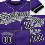 Custom Stitched Purple Black-White Baseball Pullover Sweatshirt Hoodie detail