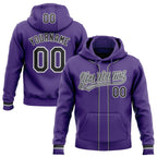 Custom Stitched Purple Black-White Baseball Pullover Sweatshirt Hoodie photo 1