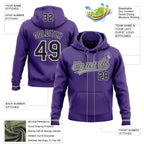 Custom Stitched Purple Black-White Baseball Pullover Sweatshirt Hoodie photo 2