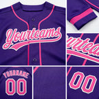 Custom Stitched Purple Pink-White Baseball Pullover Sweatshirt Hoodie detail