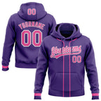 Custom Stitched Purple Pink-White Baseball Pullover Sweatshirt Hoodie photo 1
