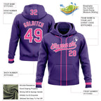 Custom Stitched Purple Pink-White Baseball Pullover Sweatshirt Hoodie photo 2