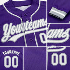 Custom Stitched Purple White-Gray Baseball Pullover Sweatshirt Hoodie detail
