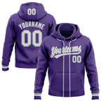 Custom Stitched Purple White-Gray Baseball Pullover Sweatshirt Hoodie photo 1