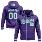 Custom Stitched Purple White-Teal Baseball Pullover Sweatshirt Hoodie photo 1