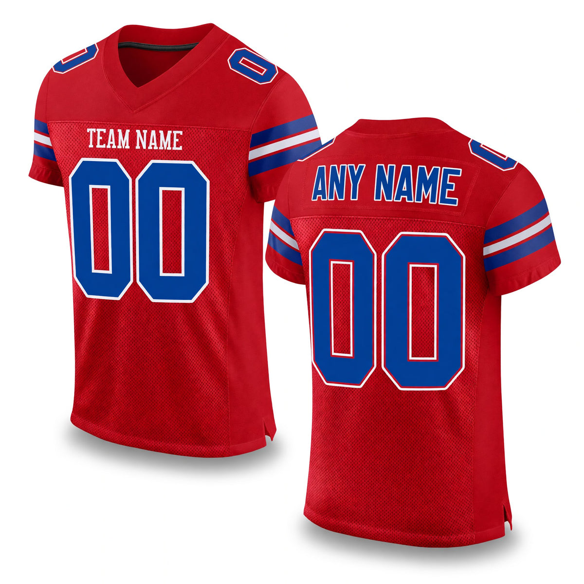 Custom Red Royal-White Mesh Authentic Football Jersey