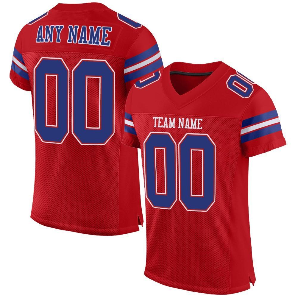Custom Red Royal-White Mesh Authentic Football Jersey photo 1