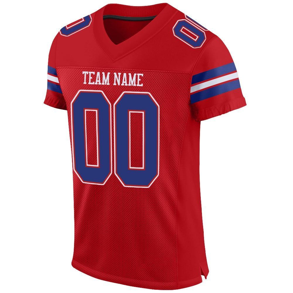 Custom Red Royal-White Mesh Authentic Football Jersey photo 2