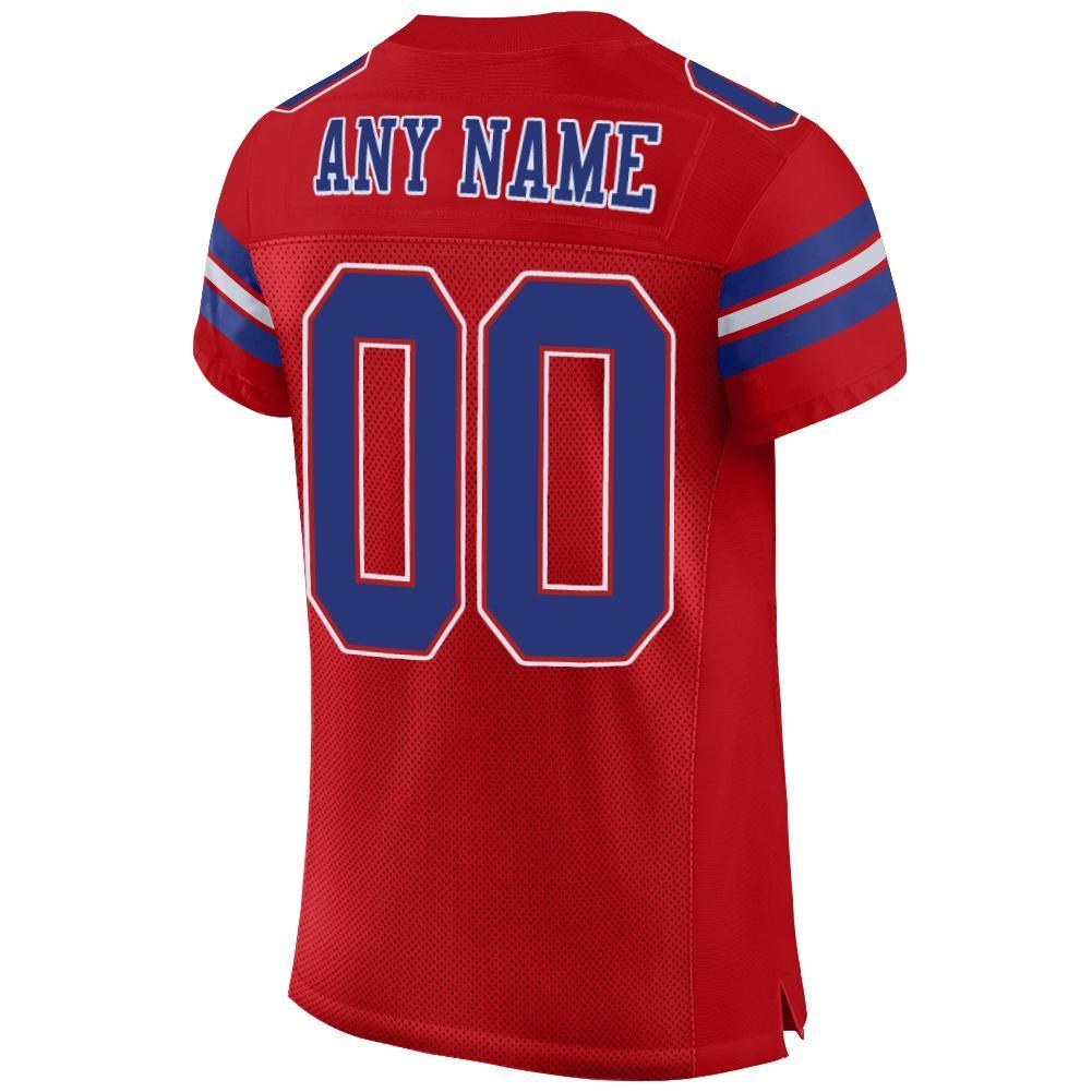 Custom Red Royal-White Mesh Authentic Football Jersey photo 3