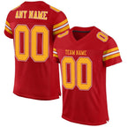 Custom Red Gold-White Mesh Authentic Football Jersey photo 1