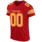 Custom Red Gold-White Mesh Authentic Football Jersey photo 2