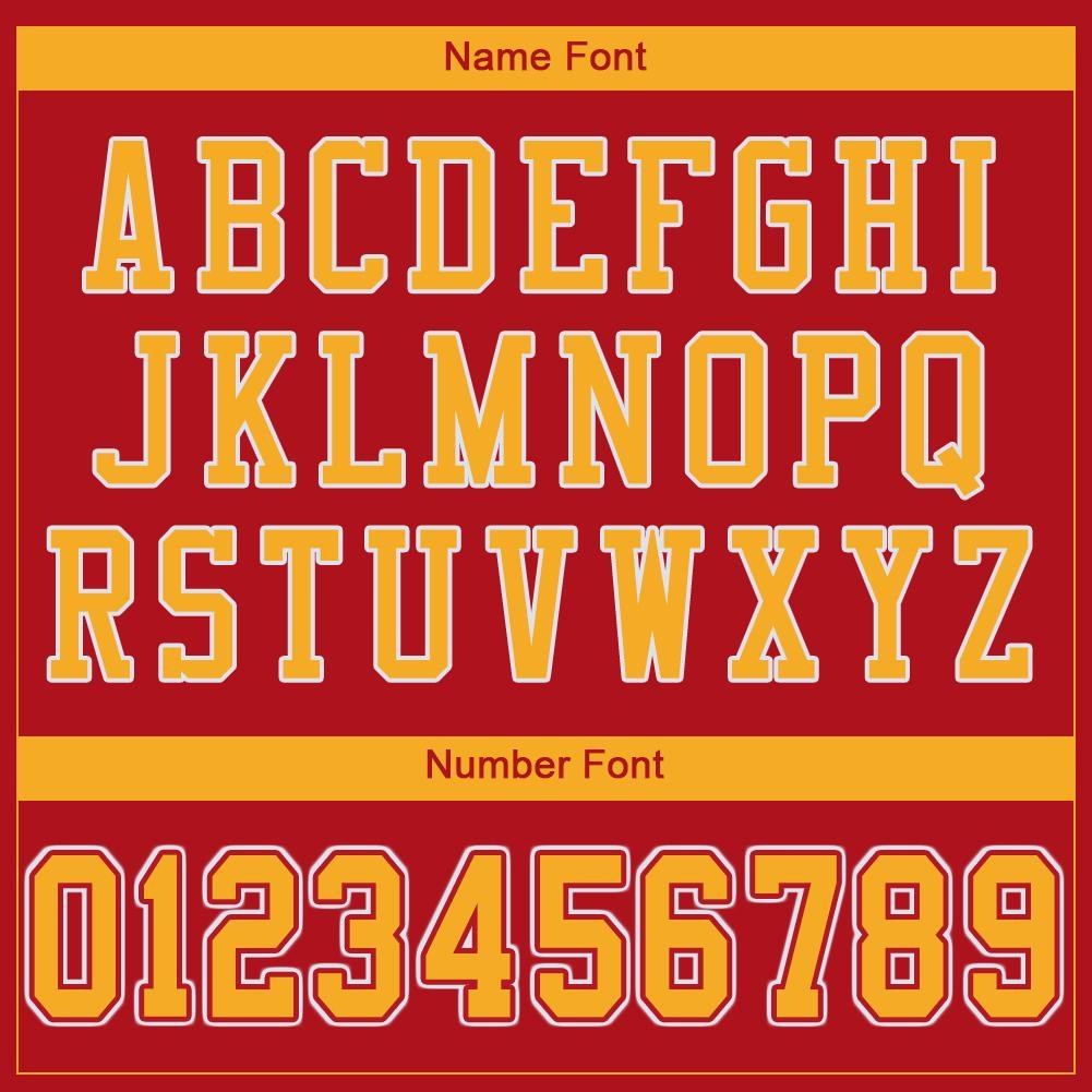Custom Red Gold-White Mesh Authentic Football Jersey photo 4