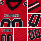 Custom Red Black-White Mesh Authentic Football Jersey detail
