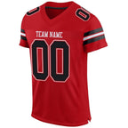 Custom Red Black-White Mesh Authentic Football Jersey photo 2