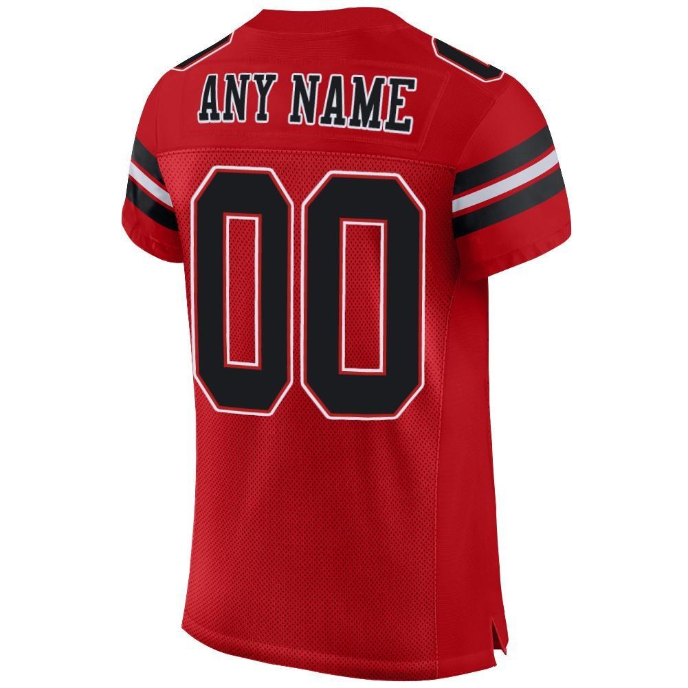 Custom Red Black-White Mesh Authentic Football Jersey photo 3