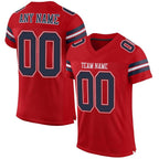 Custom Red Navy-White Mesh Authentic Football Jersey photo 1